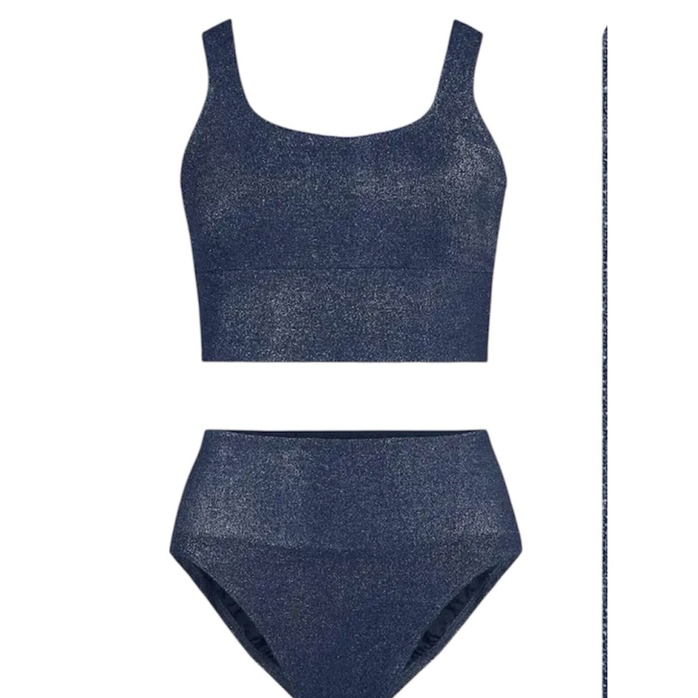 Lands' End Blue Tugless Tankini Set Size XL 18